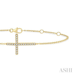 Sideway Cross Petite Diamond Fashion Chain Bracelet