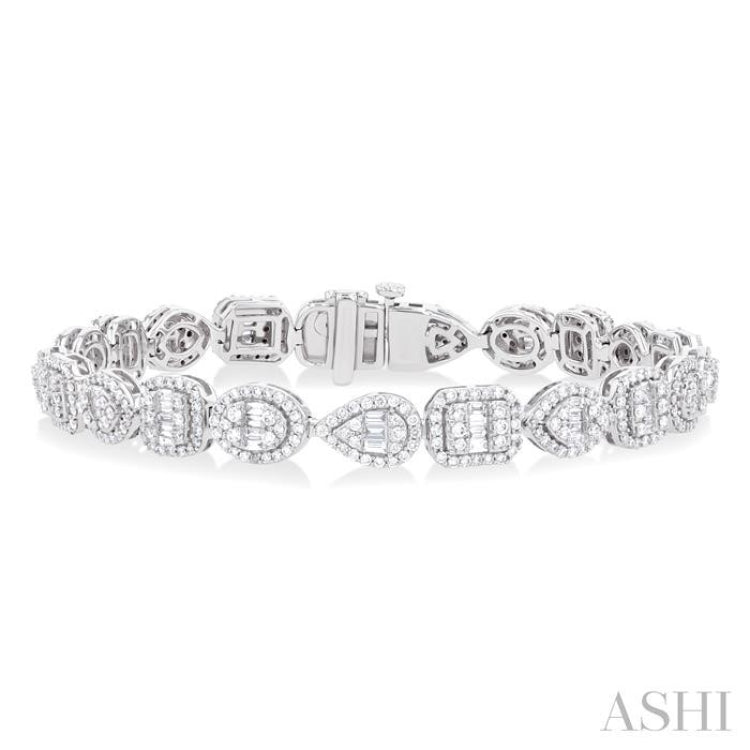 Mixed Shape Halo Fusion Diamond Tennis Bracelet