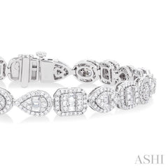 Mixed Shape Halo Fusion Diamond Tennis Bracelet