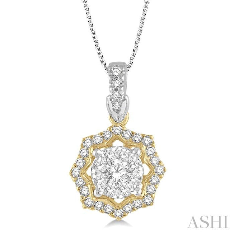 Round Shape Halo Lovebright Diamond Fashion Pendant