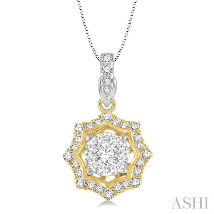 Round Shape Halo Lovebright Diamond Fashion Pendant