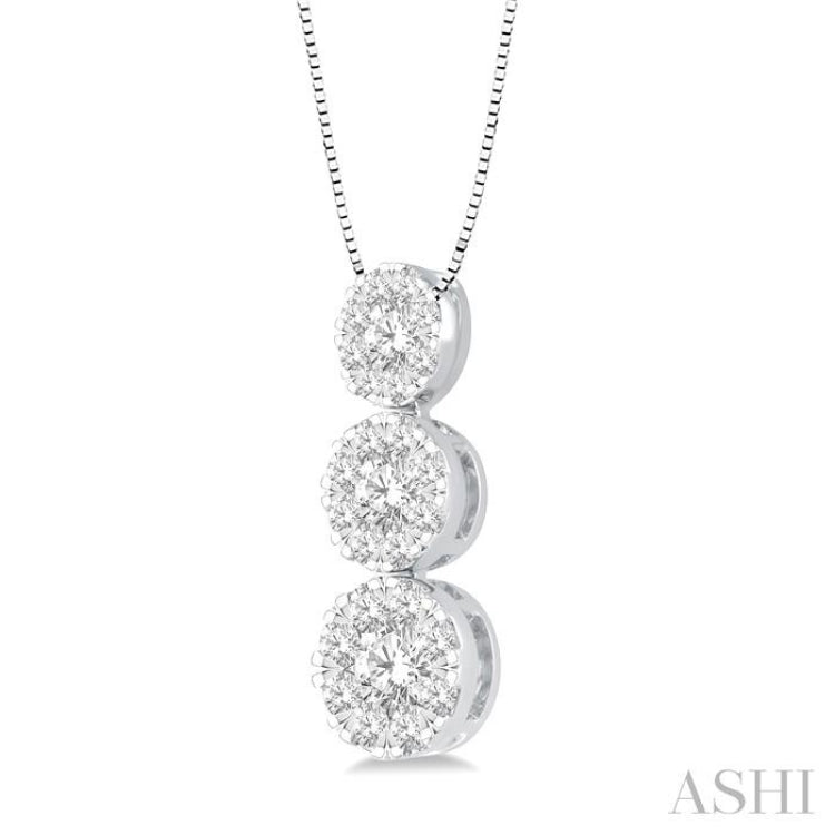 Round Shape Past Present & Future Lovebright Essential Diamond Pendant