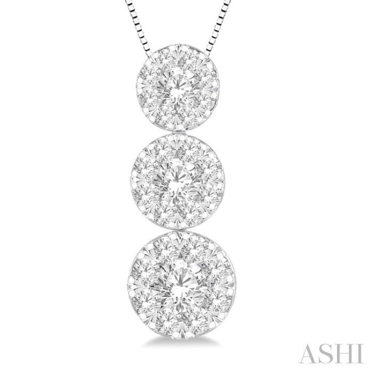 Round Shape Past Present & Future Lovebright Essential Diamond Pendant