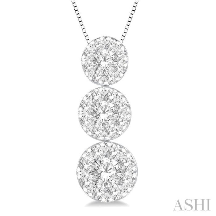 Round Shape Past Present & Future Lovebright Essential Diamond Pendant