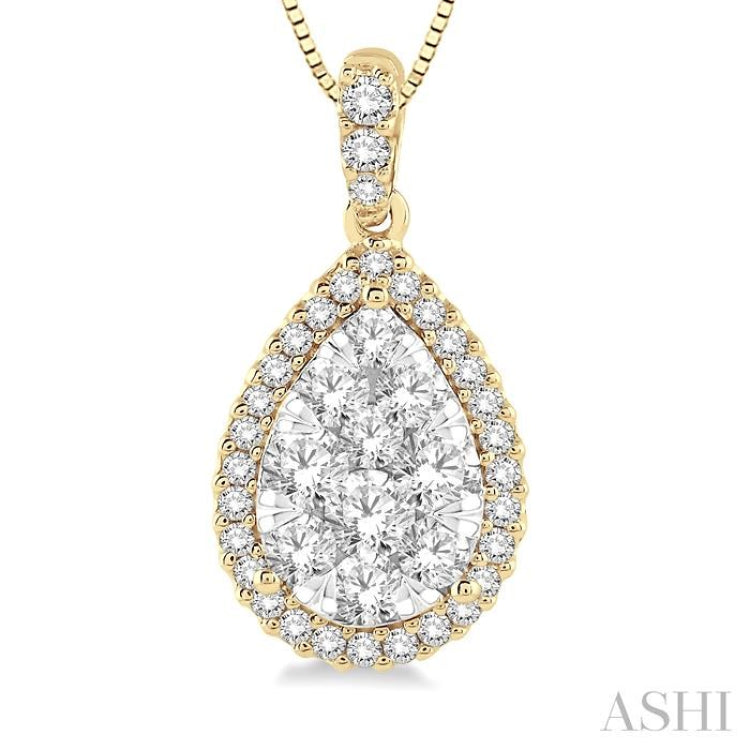 Pear Shape Halo Lovebright Essential Diamond Pendant