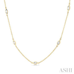 Marquise Shape Diamond Station Necklace