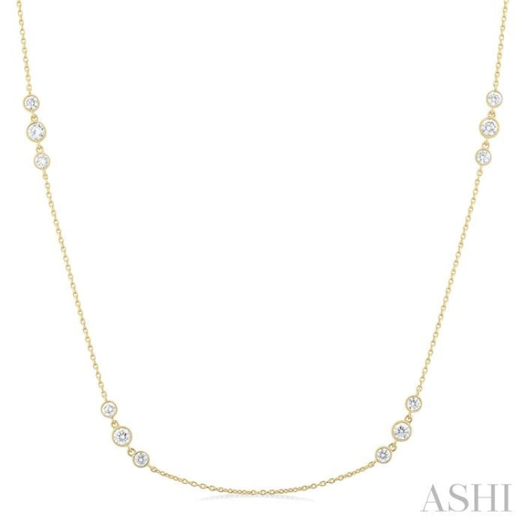 3 Stone Diamond Station Necklace