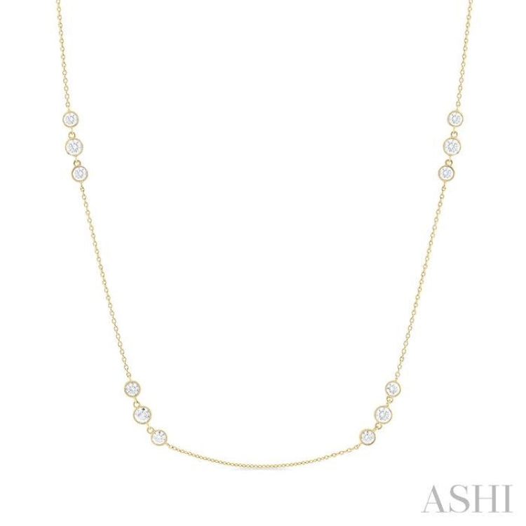 3 Stone Diamond Station Necklace