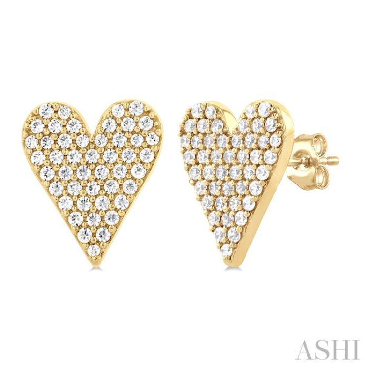 Pave-Set Heart Shape Diamond Fashion Earrings