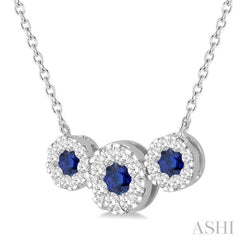 Round Shape Past Present & Future Lovebright Gemstone & Diamond Necklace