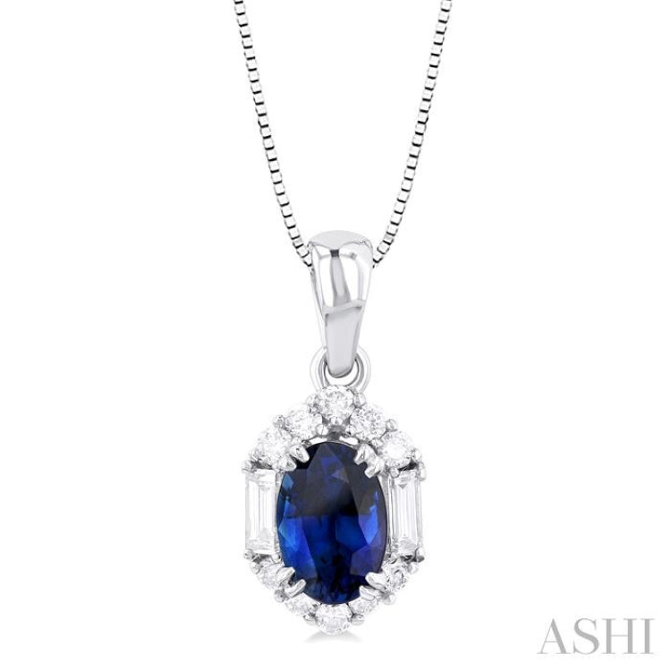 Oval Shape Gemstone & Halo Diamond Pendant