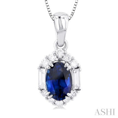 Oval Shape Gemstone & Halo Diamond Pendant