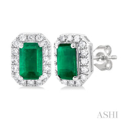 Gemstone & Halo Diamond Earrings