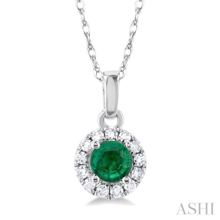 Gemstone & Halo Diamond Pendant