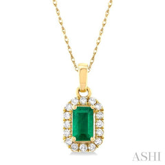 Gemstone & Halo Diamond Pendant