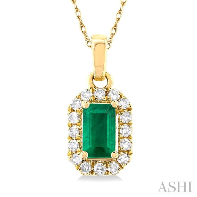 Gemstone & Halo Diamond Pendant