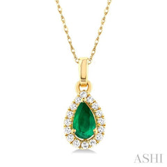 Pear Shape Gemstone & Halo Diamond Pendant