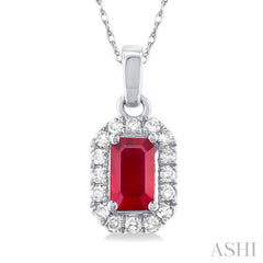 Gemstone & Halo Diamond Pendant