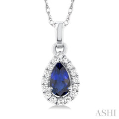 Pear Shape Gemstone & Halo Diamond Pendant