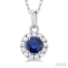 Gemstone & Halo Diamond Pendant