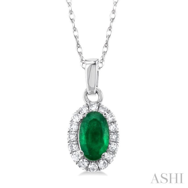 Oval Shape Gemstone & Halo Diamond Pendant