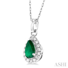 Pear Shape Gemstone & Halo Diamond Pendant