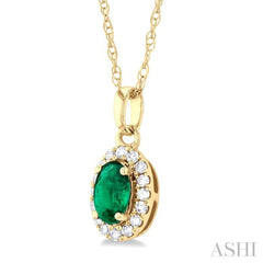 Oval Shape Gemstone & Halo Diamond Pendant