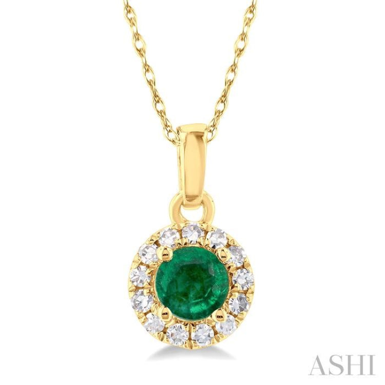 Gemstone & Halo Diamond Pendant