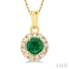 Gemstone & Halo Diamond Pendant