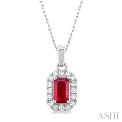 Gemstone & Halo Diamond Pendant