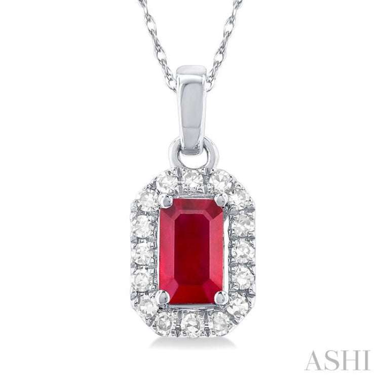 Gemstone & Halo Diamond Pendant