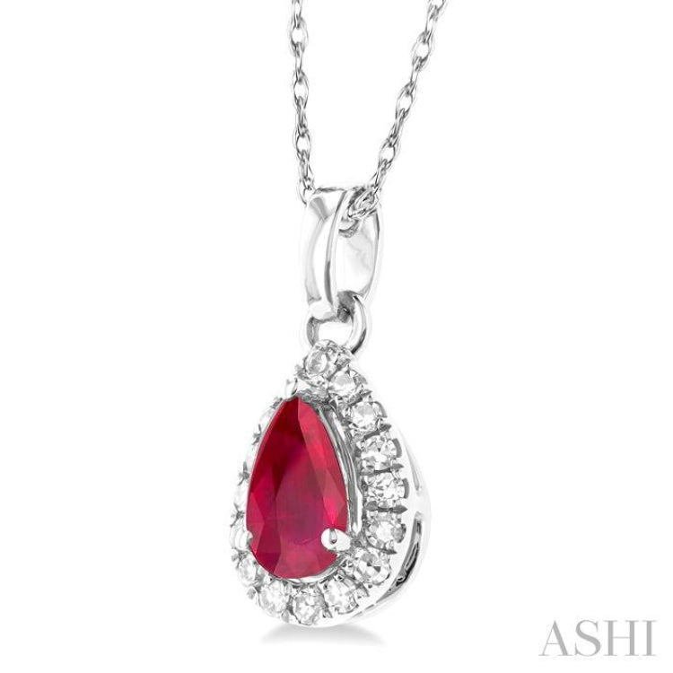 Pear Shape Gemstone & Halo Diamond Pendant