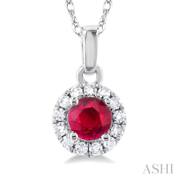 Gemstone & Halo Diamond Pendant