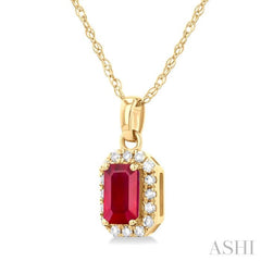 Gemstone & Halo Diamond Pendant