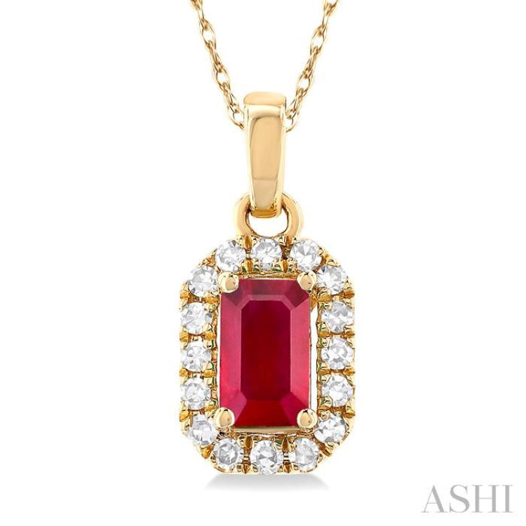 Gemstone & Halo Diamond Pendant