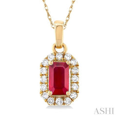 Gemstone & Halo Diamond Pendant