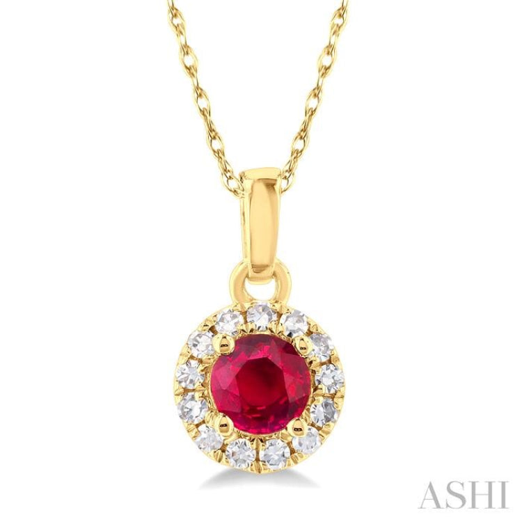 Gemstone & Halo Diamond Pendant