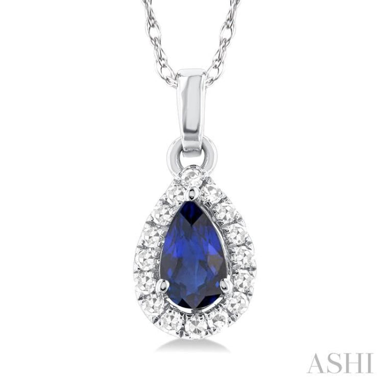 Pear Shape Gemstone & Halo Diamond Pendant