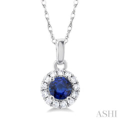 Gemstone & Halo Diamond Pendant