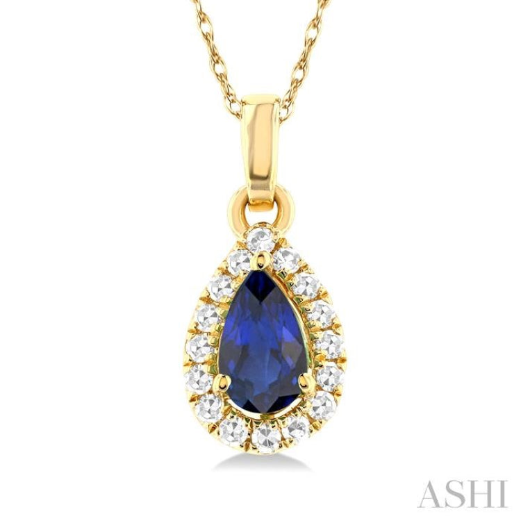 Pear Shape Gemstone & Halo Diamond Pendant