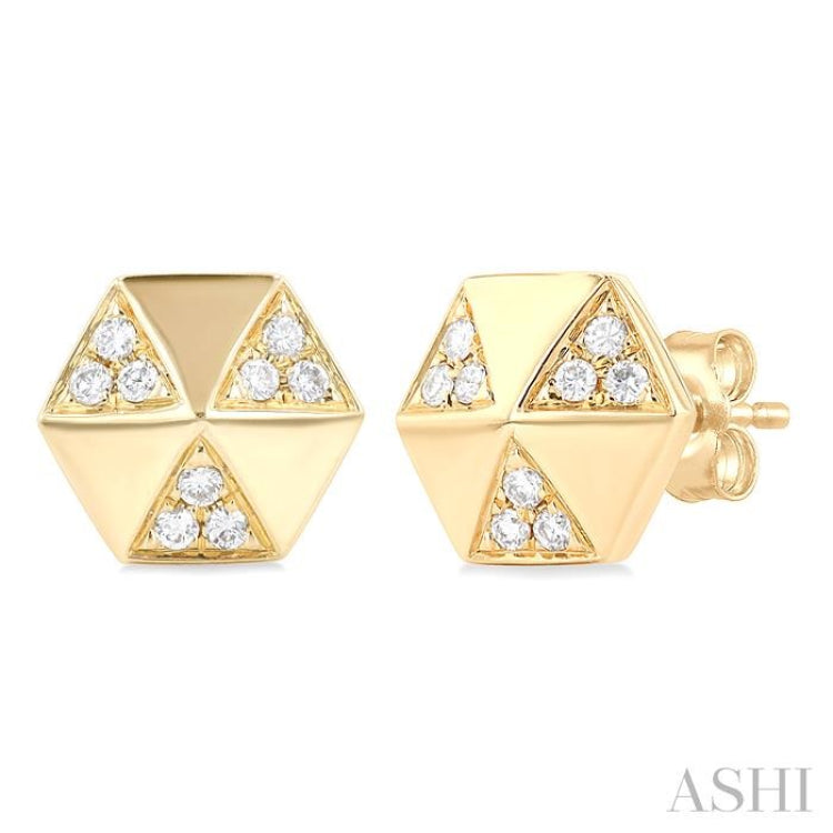 Hexagon Shape Diamond Fashion Earrings