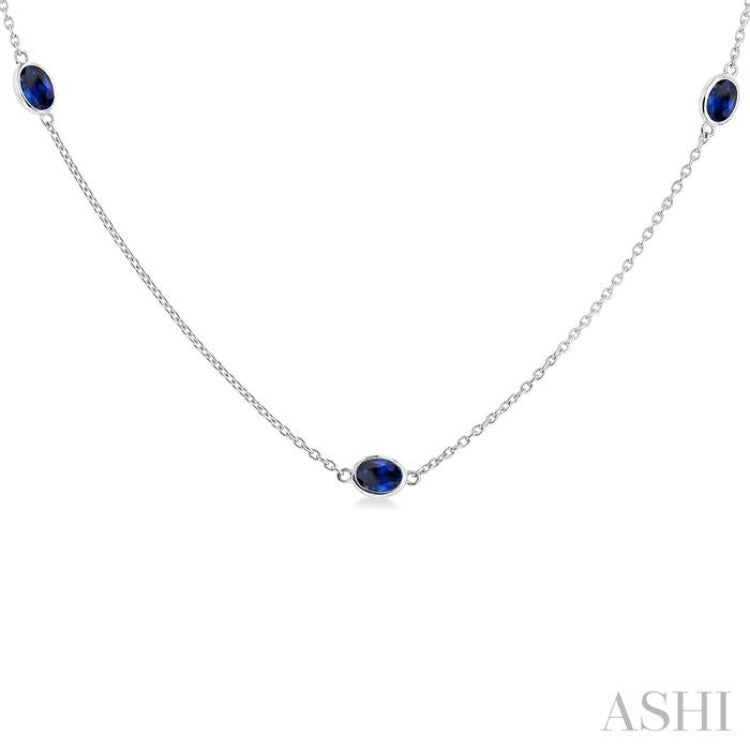 Oval Shape Gemstone Station Necklace