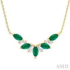 Marquise Shape Gemstone & Diamond Necklace