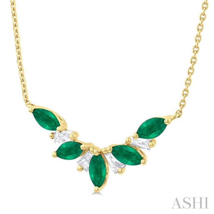 Marquise Shape Gemstone & Diamond Necklace