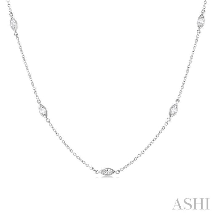 Marquise Shape Diamond Station Necklace