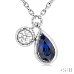 Pear Shape Bezel Set Gemstone & Diamond Necklace