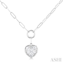 Heart Shape Paper Clip Lovebright Diamond Necklace