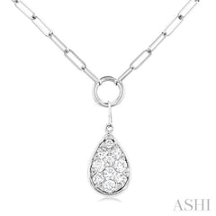 Pear Shape Paper Clip Lovebright Diamond Necklace