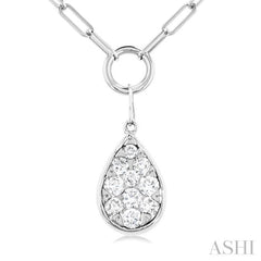 Pear Shape Paper Clip Lovebright Diamond Necklace