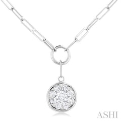 Round Shape Paper Clip Lovebright Diamond Necklace